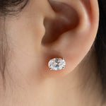 Load image into Gallery viewer, Classic Oval Cut Lab Diamond Four Prongs Ear Studs
