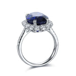 Lade Bild in die Galerieansicht, 8.5 Ct Oval Cut Lab Blue Sapphire Halo Engagement Ring - LGG Jewelry