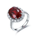 Lade Bild in die Galerieansicht, 8.5 Ct Oval Cut Lab Ruby Halo Engagement Ring - LGG Jewelry