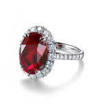 Lade Bild in die Galerieansicht, 8.5 Ct Oval Cut Lab Ruby Halo Engagement Ring - LGG Jewelry