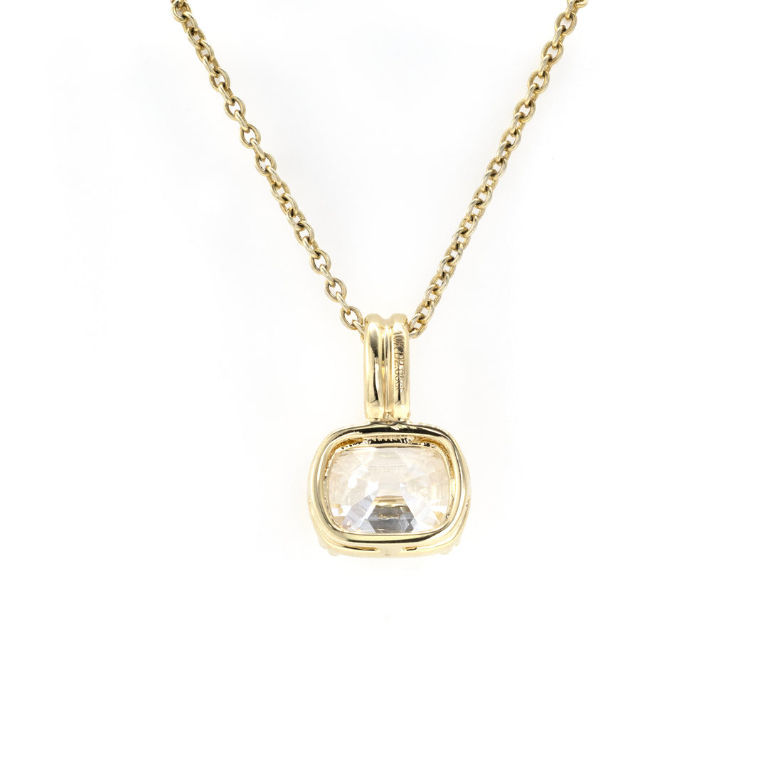 Vintage Old Mine Cut 2.05ct Cushion Pendant Necklace in 10K Yellow Gold