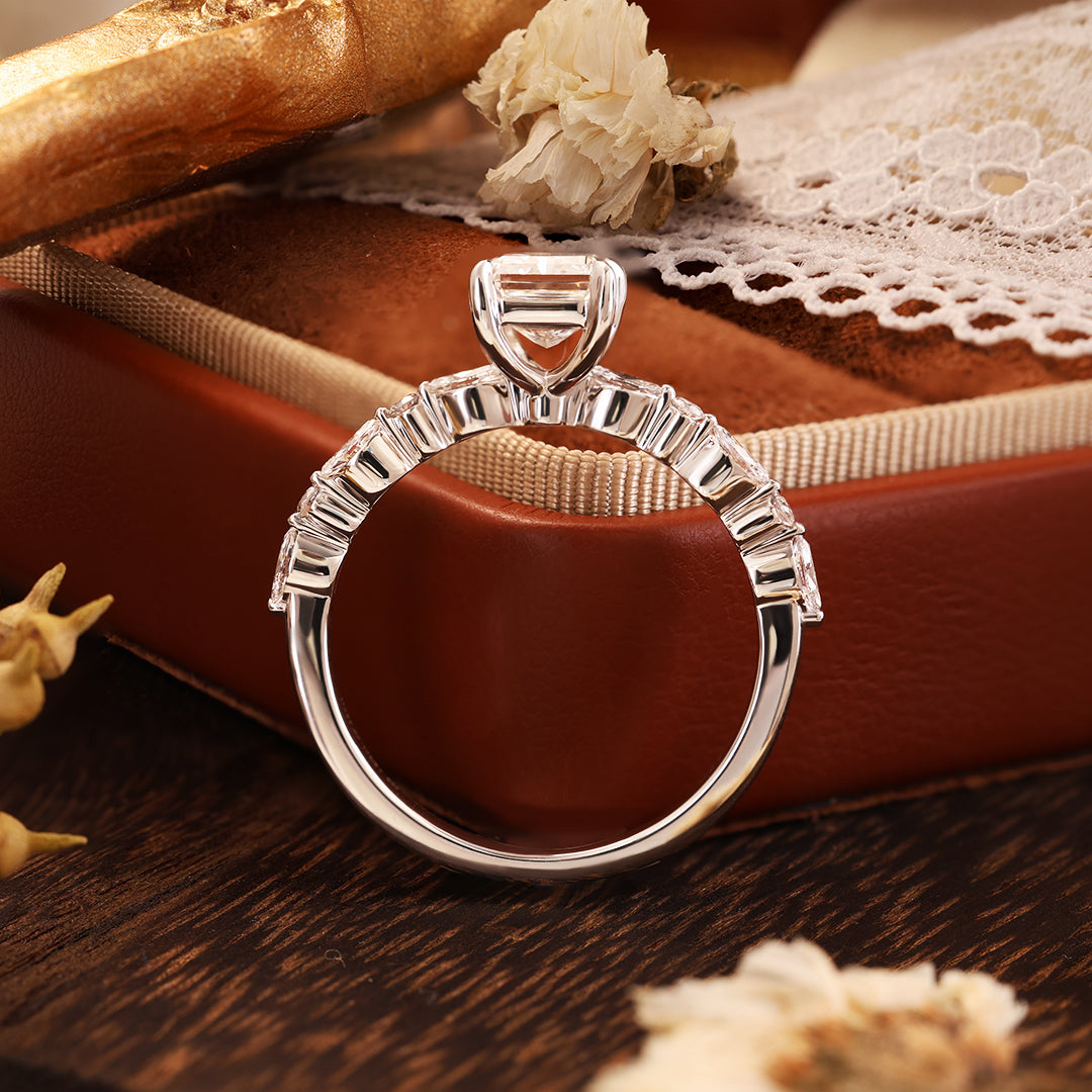 2 CT Radiant Cut Lab Diamond Bubble Band Engagement Ring