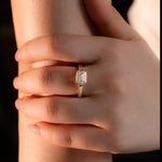 Load image into Gallery viewer, 2 CT Emerald Cut Lab Diamond East- West Bezel Engagement Ring
