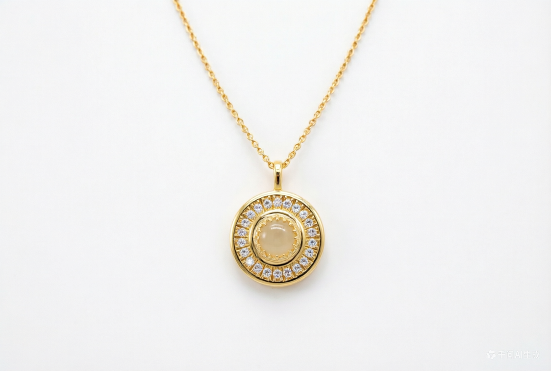 6mm Opal Halo Pendant Necklace in 10K Yellow Gold