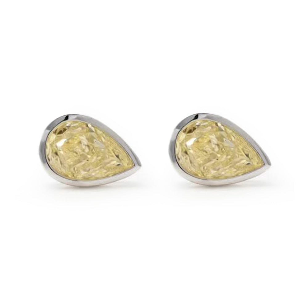 Pear-Shaped Yellow Diamond Stud Earrings