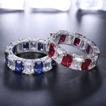 Load image into Gallery viewer, Alternating Emerald Cut Lab Blue Sapphire Eternity Band - LGG Jewelry
