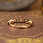 Load image into Gallery viewer, Alternating Marquise Cut Moss Agate and Round Cut Lab Diamond Wedding Band - LGG Jewelry
