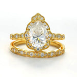 Charger l&#39;image dans la visionneuse de galerie, Art Deco Inspired 2 Ct Oval Cut Lab Diamond Bridal Ring Set - 2pcs - LGG Jewelry

