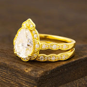 Art Deco Inspired 2 Ct Oval Cut Lab Diamond Bridal Ring Set - 2pcs - LGG Jewelry