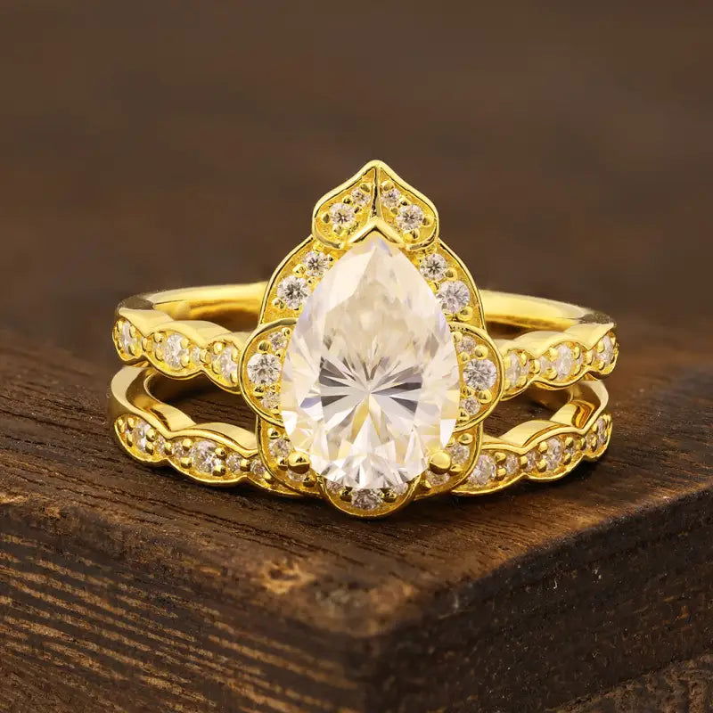 Art Deco Inspired 2 Ct Oval Cut Lab Diamond Bridal Ring Set - 2pcs - LGG Jewelry