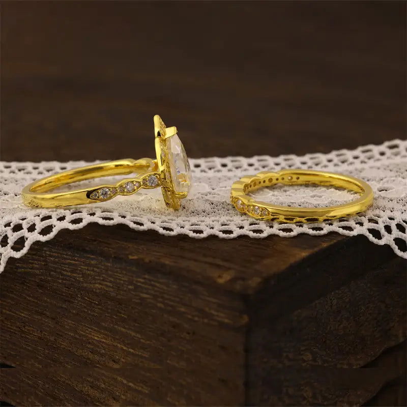 Art Deco Inspired 2 Ct Oval Cut Lab Diamond Bridal Ring Set - 2pcs - LGG Jewelry
