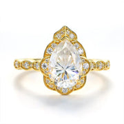 Art Deco Inspired Pear Cut Lab Diamond Engagement Ring - LGG Jewelry