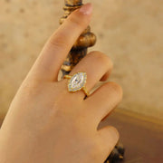 Art Deco Marquise Cut Lab Diamond Vintage Engagement Ring - LGG Jewelry