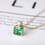 Load image into Gallery viewer, Asscher Cut Columbia Green Lab Emerald Bezel Pendant Necklace - LGG Jewelry
