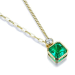 Load image into Gallery viewer, Asscher Cut Columbia Green Lab Emerald Bezel Pendant Necklace - LGG Jewelry
