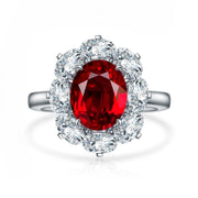 Big Oval Halo 3 Ct Oval Cut Lab Ruby Engagement Ring - LGG Jewelry