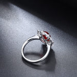 Charger l&#39;image dans la visionneuse de galerie, Big Oval Halo 3 Ct Oval Cut Lab Ruby Engagement Ring - LGG Jewelry
