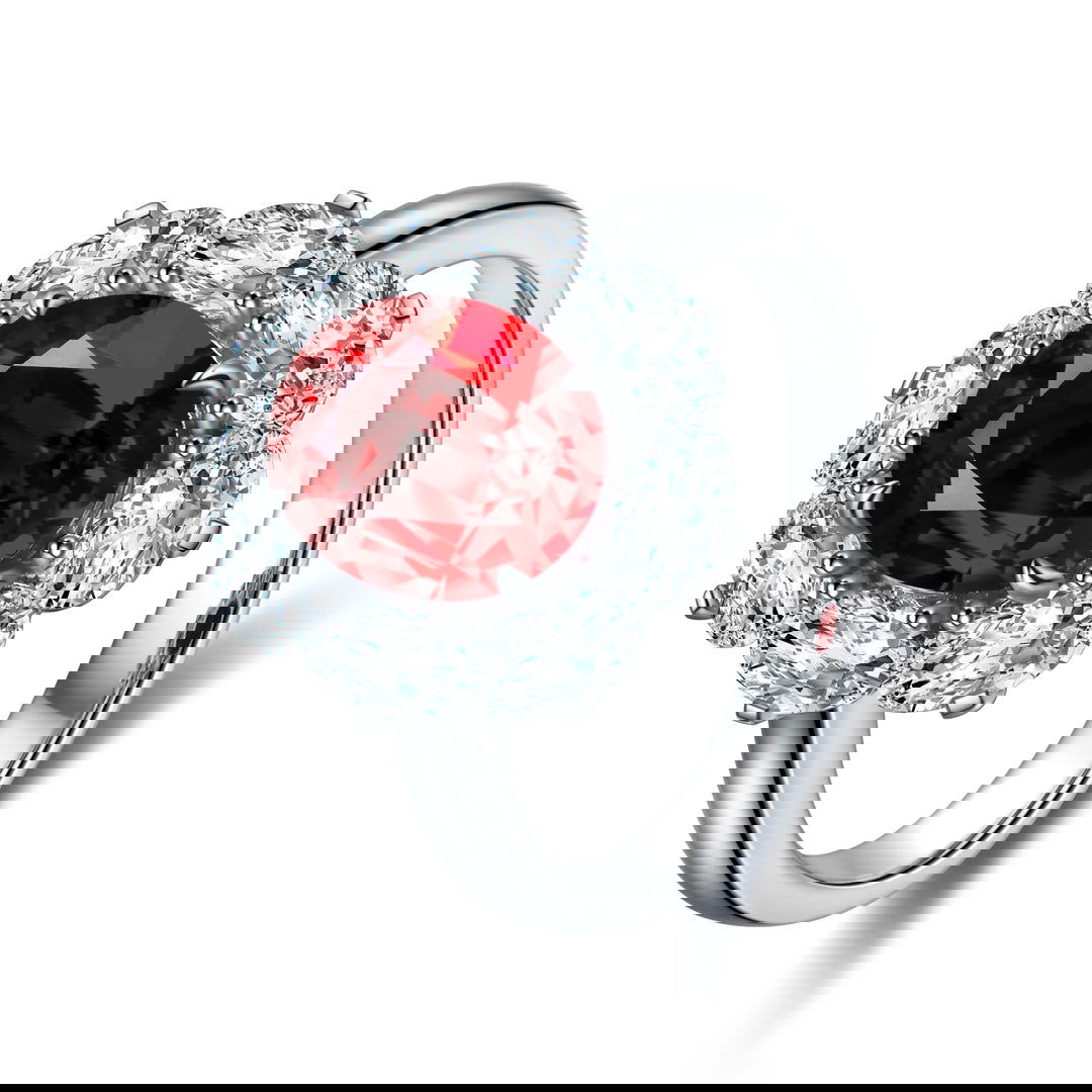 Big Oval Halo 3 Ct Oval Cut Lab Ruby Engagement Ring - LGG Jewelry