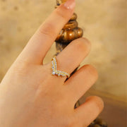 Chevron Double-deck Round Cut Lab Diamond Contour Band - LGG Jewelry