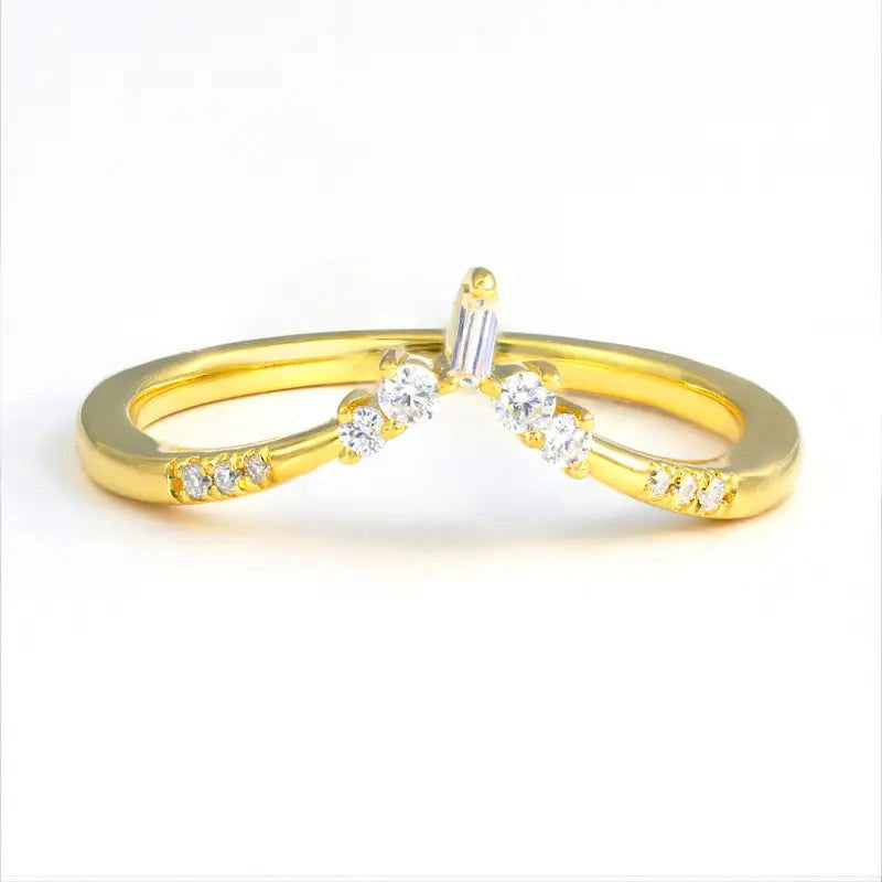 Chevron Minimalist Lab Diamond Stacking Band - LGG Jewelry