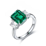Classic 1.32 Ct Lab Emerald Three Stone Engagement Ring - LGG Jewelry