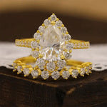 Load image into Gallery viewer, Classic 2 Ct Pear Shape Halo Bridal Ring Set - 2pcs - LGG Jewelry
