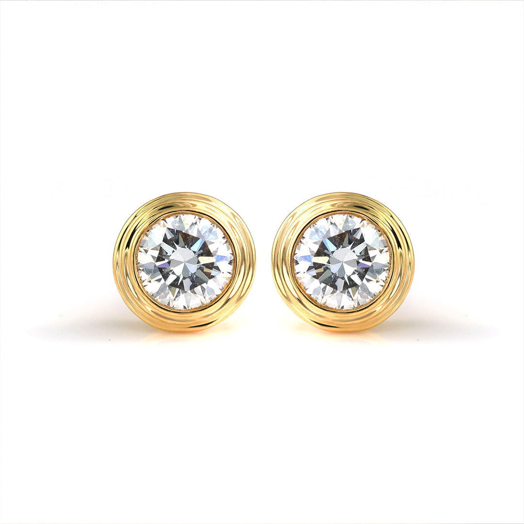 Classic Round Cut Lab diamond Bezel Ear Studs - LGG Jewelry