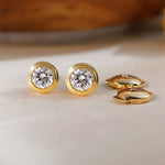 Load image into Gallery viewer, Classic Round Cut Lab diamond Bezel Ear Studs - LGG Jewelry
