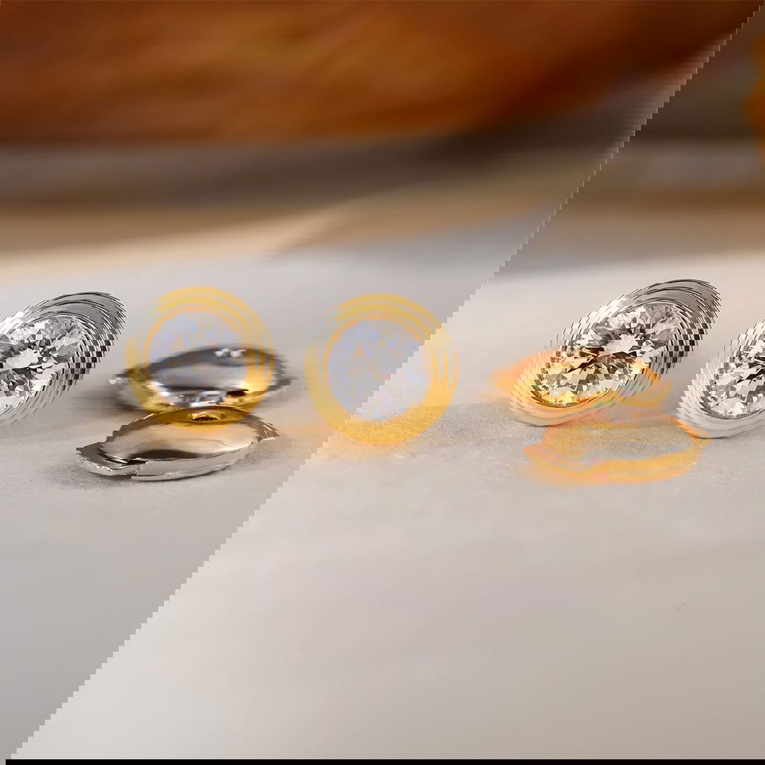 Classic Round Cut Lab diamond Bezel Ear Studs - LGG Jewelry