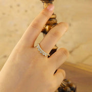 Curved Double-deck Round Cut Contour Band - LGG Jewelry