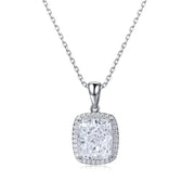 Cushion Cut Lab Diamond Halo Pendant Necklace - LGG Jewelry