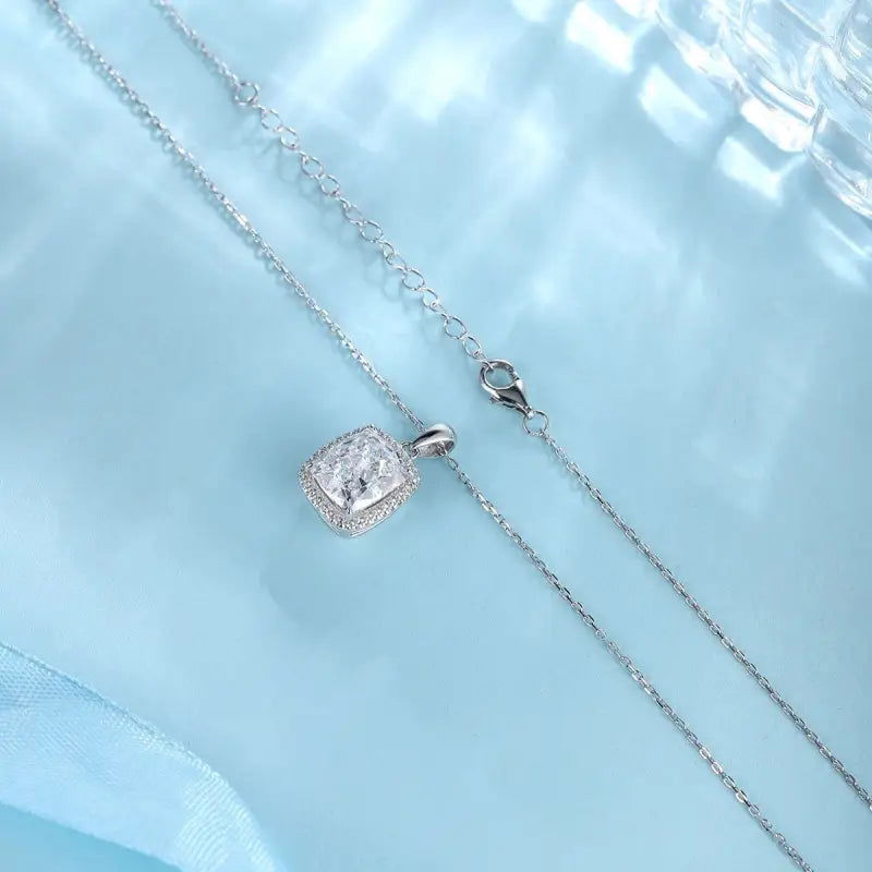 Cushion Cut Lab Diamond Halo Pendant Necklace - LGG Jewelry