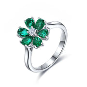 Daisy Pear Cut Lab Emerald Engagement Ring - LGG Jewelry