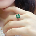 Load image into Gallery viewer, Daisy Pear Cut Lab Emerald Engagement Ring - LGG Jewelry
