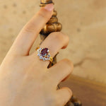 Load image into Gallery viewer, Discoloring Oval Cut Lab Alexandrite Three Stone Bridal Set - 2pcs - LGG Jewelry

