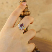 Discoloring Oval Cut Lab Alexandrite Three Stone Bridal Set - 2pcs - LGG Jewelry