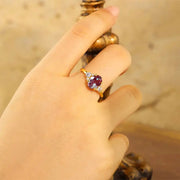 Discoloring Oval Cut Lab Alexandrite Three Stone Engagement Ring - LGG Jewelry