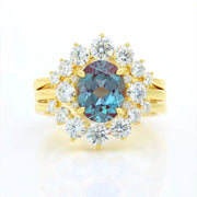 Discoloring Trio Oval Cut Lab Alexandrite Three Stone Bridal Set - 3pcs - LGG Jewelry