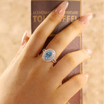 Load image into Gallery viewer, Double Halo 1.37 Ct Oval Cut Fancy Blue Lab Diamond Engagement Ring - LGG Jewelry
