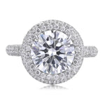 Load image into Gallery viewer, Double Halo 4 Ct Round Cut Moissanite Half Pave Engagement Ring - LGG Jewelry
