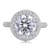 Double Halo 4 Ct Round Cut Moissanite Half Pave Engagement Ring - LGG Jewelry