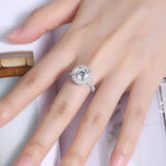 Load image into Gallery viewer, Double Halo 4 Ct Round Cut Moissanite Half Pave Engagement Ring - LGG Jewelry
