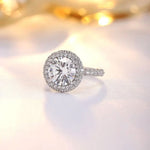 Load image into Gallery viewer, Double Halo 4 Ct Round Cut Moissanite Half Pave Engagement Ring - LGG Jewelry
