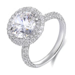 Load image into Gallery viewer, Double Halo 4 Ct Round Cut Moissanite Half Pave Engagement Ring - LGG Jewelry
