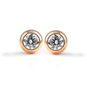 Elegant Button Round Cut Lab Diamond Bezel Ear Studs - LGG Jewelry