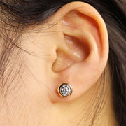 Elegant Button Round Cut Lab Diamond Bezel Ear Studs - LGG Jewelry
