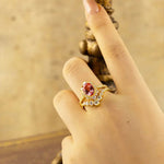 Load image into Gallery viewer, Elegant Vintage Oval Cut Lab Padparascha Bridal Rings - 2pcs - LGG Jewelry

