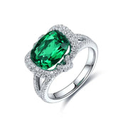 Elegant bezel 3.5 Ct Cushion Cut Lab Emerald Engagement Ring - LGG Jewelry