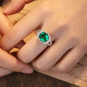 Elegant bezel 3.5 Ct Cushion Cut Lab Emerald Engagement Ring - LGG Jewelry