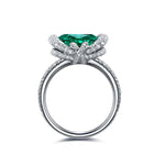Charger l&#39;image dans la visionneuse de galerie, Elegant bezel 3.5 Ct Cushion Cut Lab Emerald Engagement Ring - LGG Jewelry
